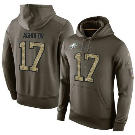 NFL Men's Philadelphia Eagles #17 Nelson Agholor Stitched Green Olive Salute To Service KO Performance Hoodie
