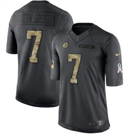 Steelers #7 Ben Roethlisberger Black Men's Stitched NFL Limited 2016 Salute to Service Jersey