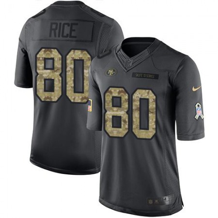 49ers #80 Jerry Rice Black Men's Stitched NFL Limited 2016 Salute to Service Jersey